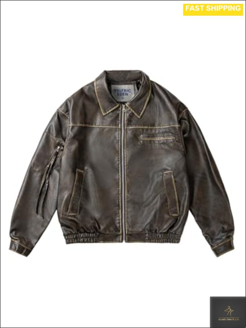 Faux Leather Cropped Jacket Multi Pocket Zip Utility Oversized